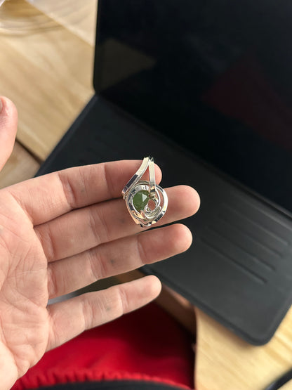 Serpentine Pendant. Argentium Silver