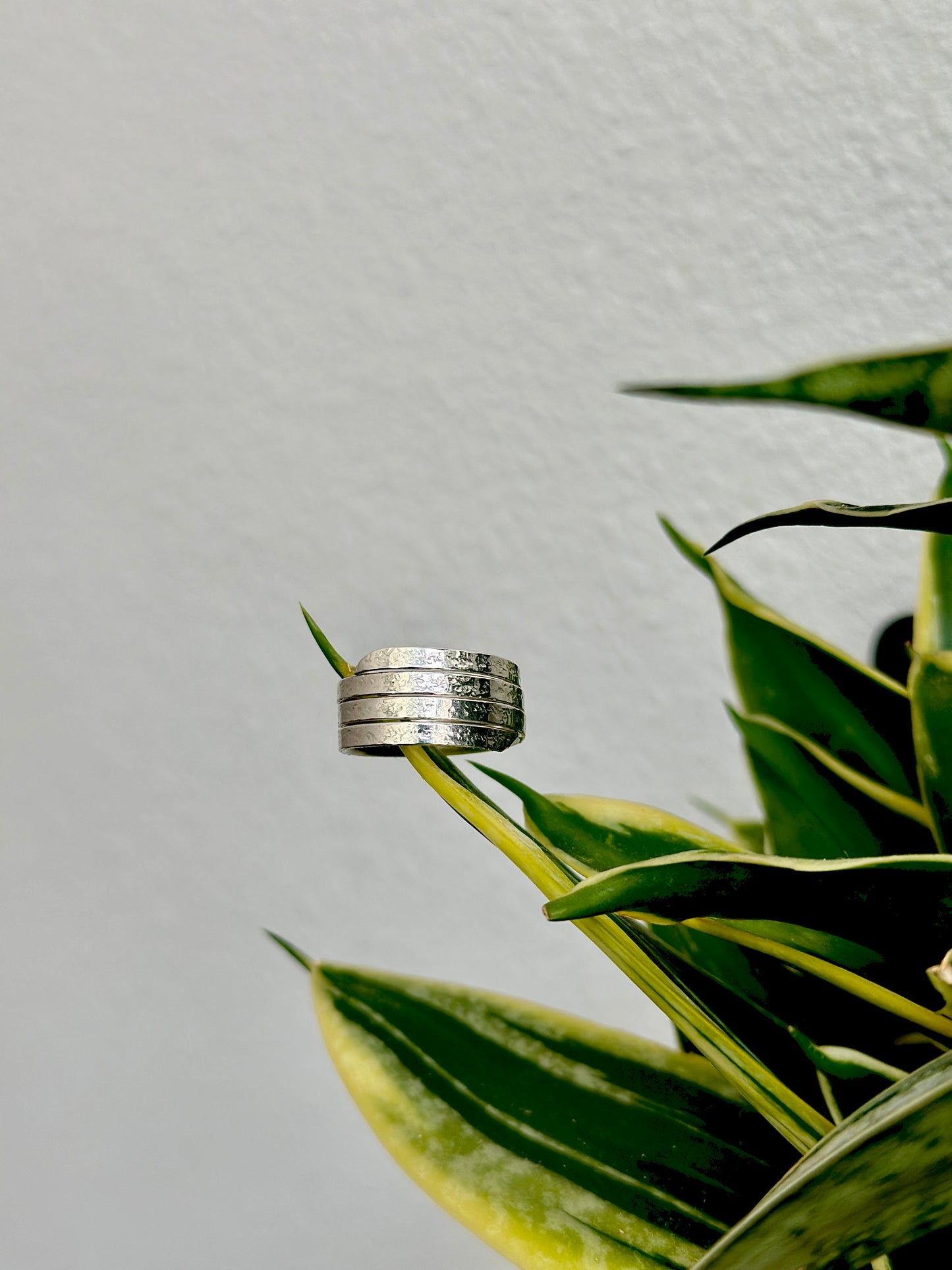 Faux Stacker Textured Ring. Size 7.5. Argentium Silver