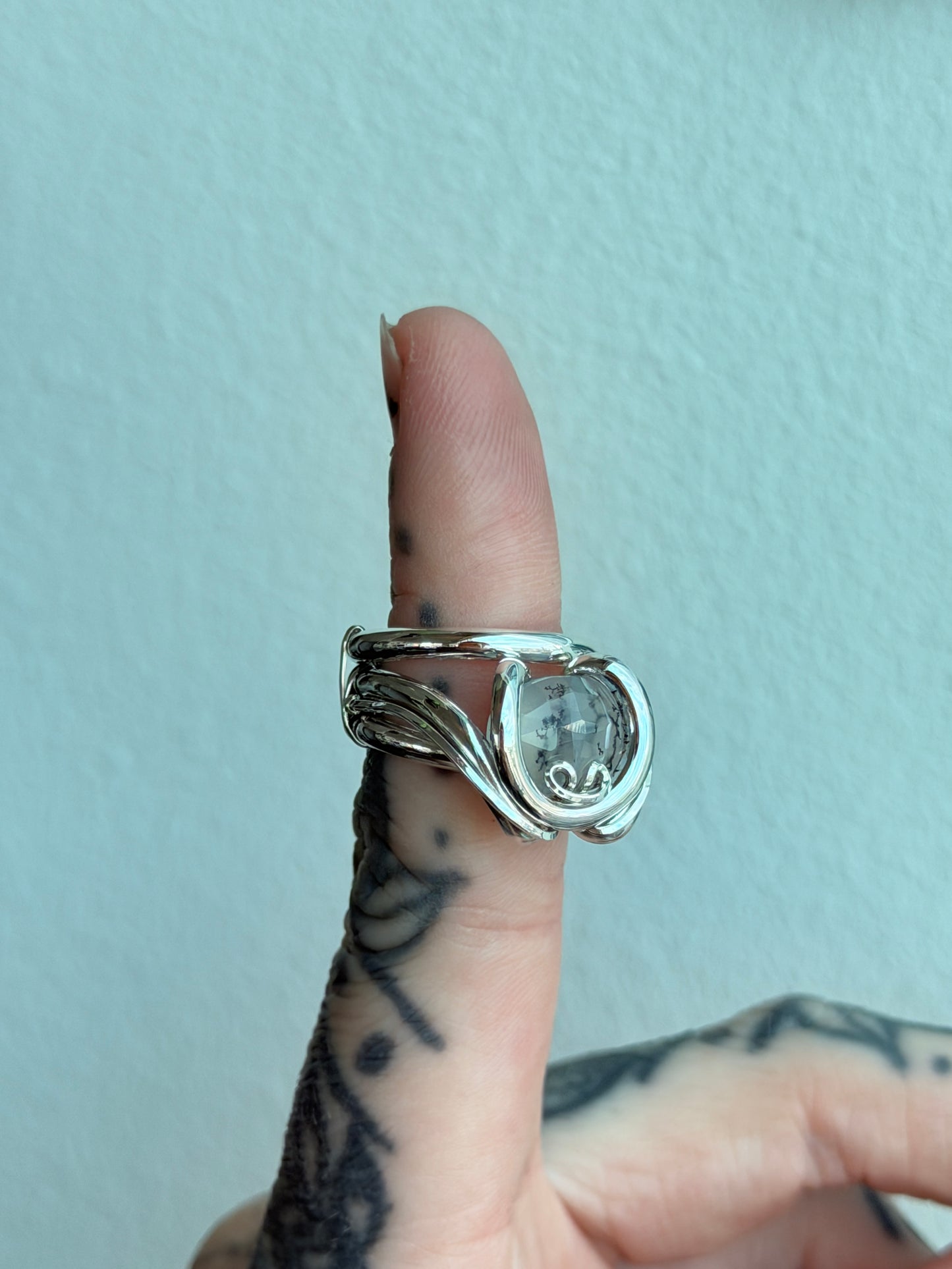 Moss Agate Signature Ring. Size 5.5