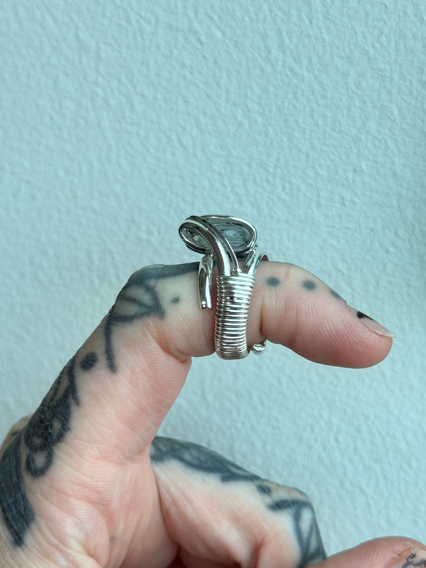 Moss Agate Signature Ring. Size 5.5