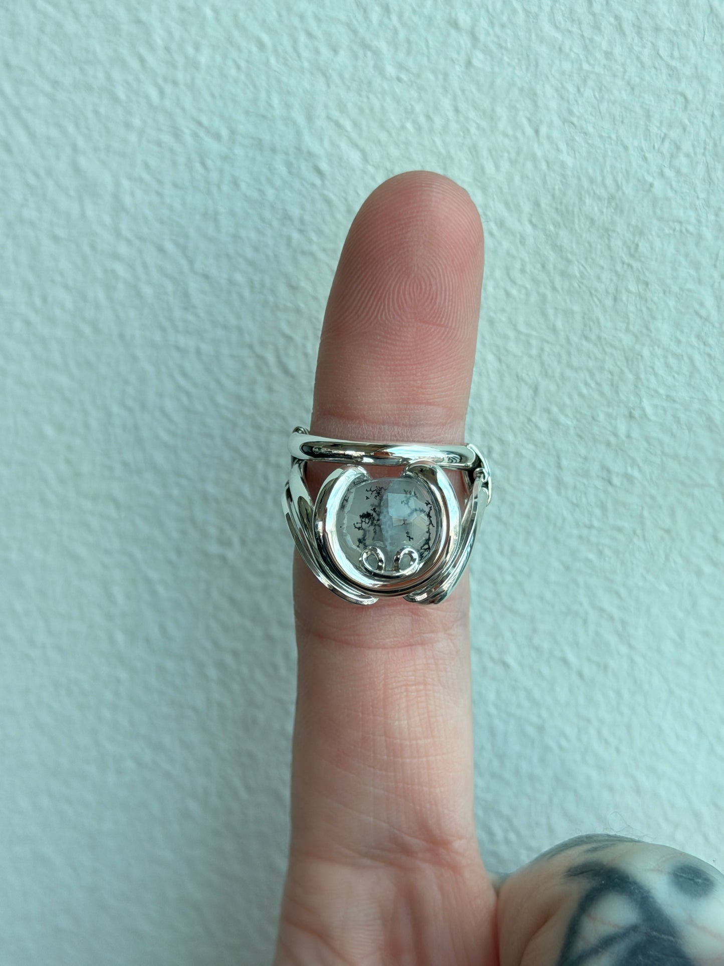 Moss Agate Signature Ring. Size 5.5