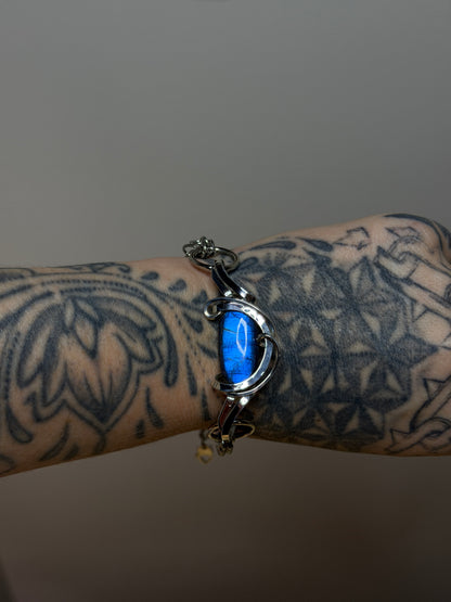 Labradorite Bracelet. Silver and Steel