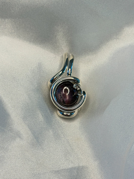 Ruby Pendant. Argentium Silver