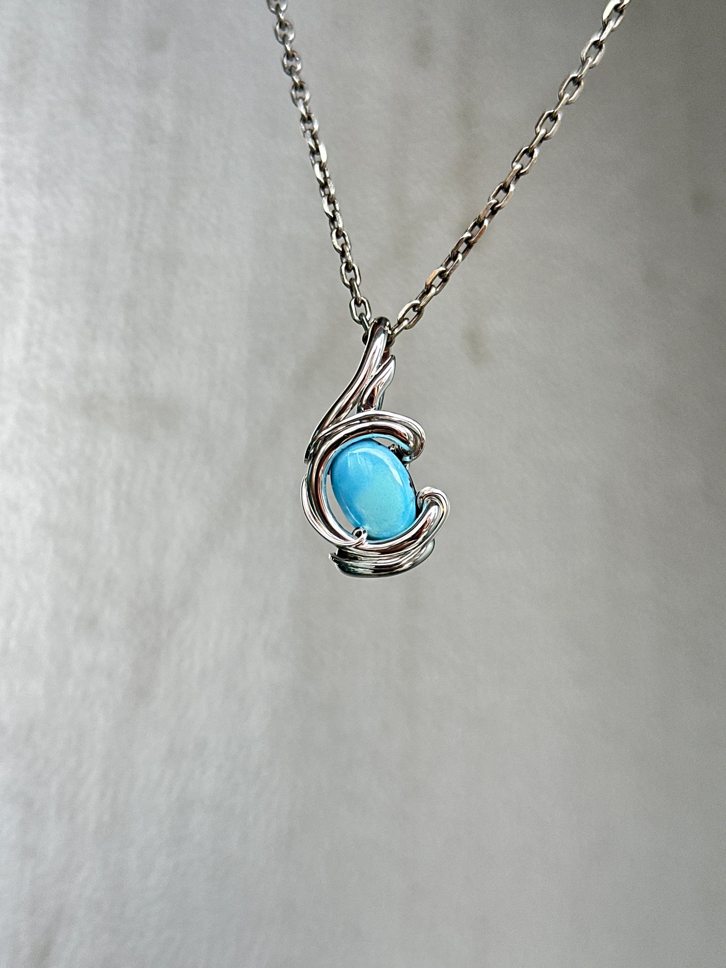 Turquoise Pendant. Argentium Silver