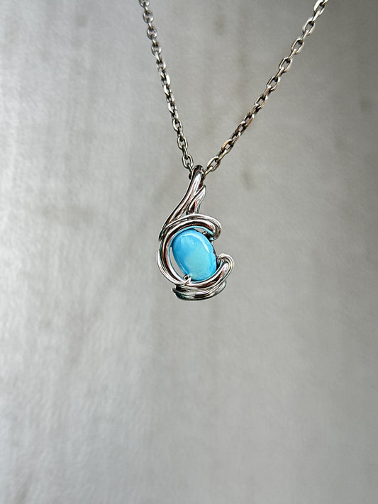 Turquoise Pendant. Argentium Silver